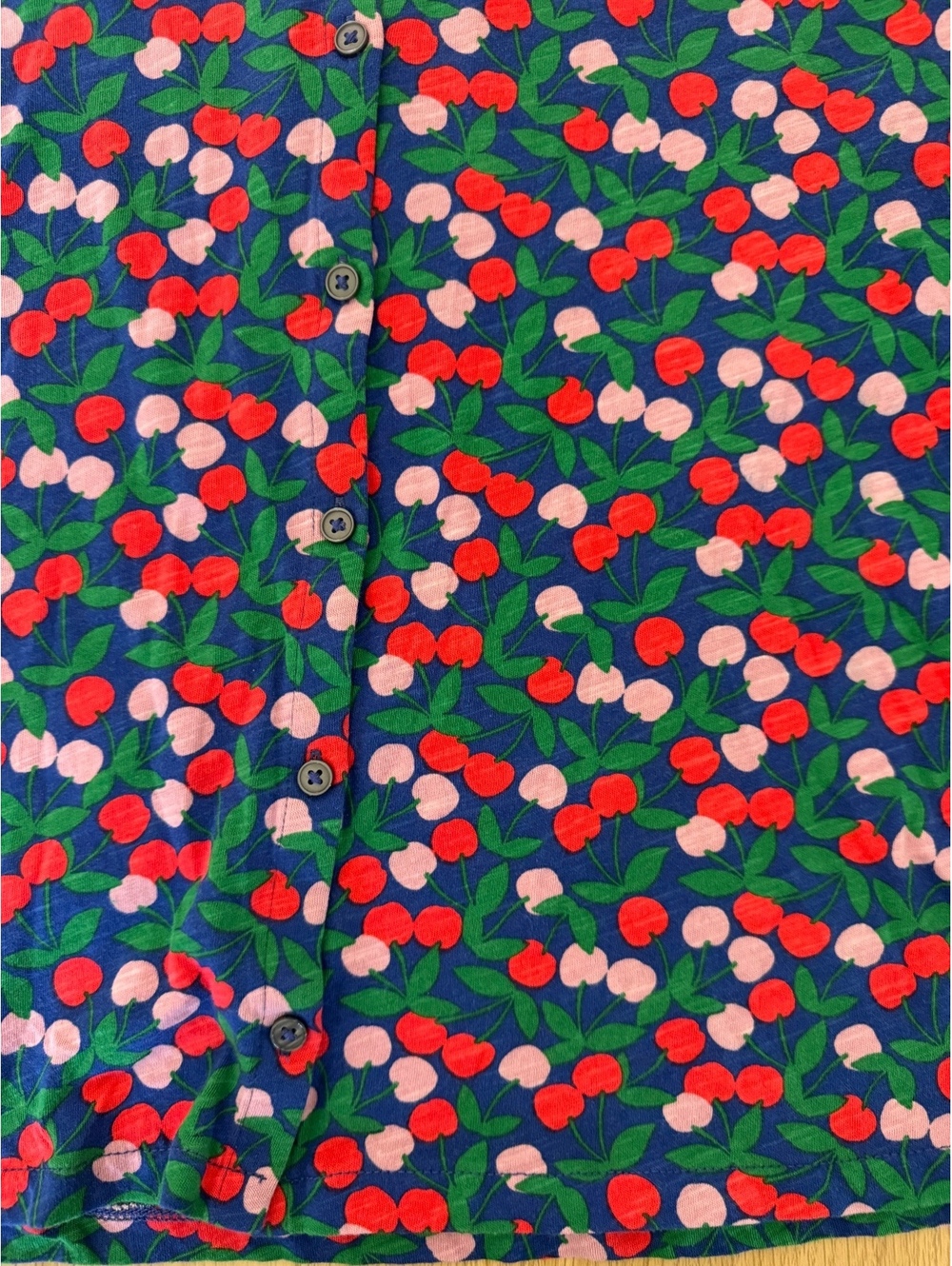 Boden Blue Cherry Print Cotton Button-Front Top - Whimsical Indie Sleaze (US 8) - Picture 5 of 6